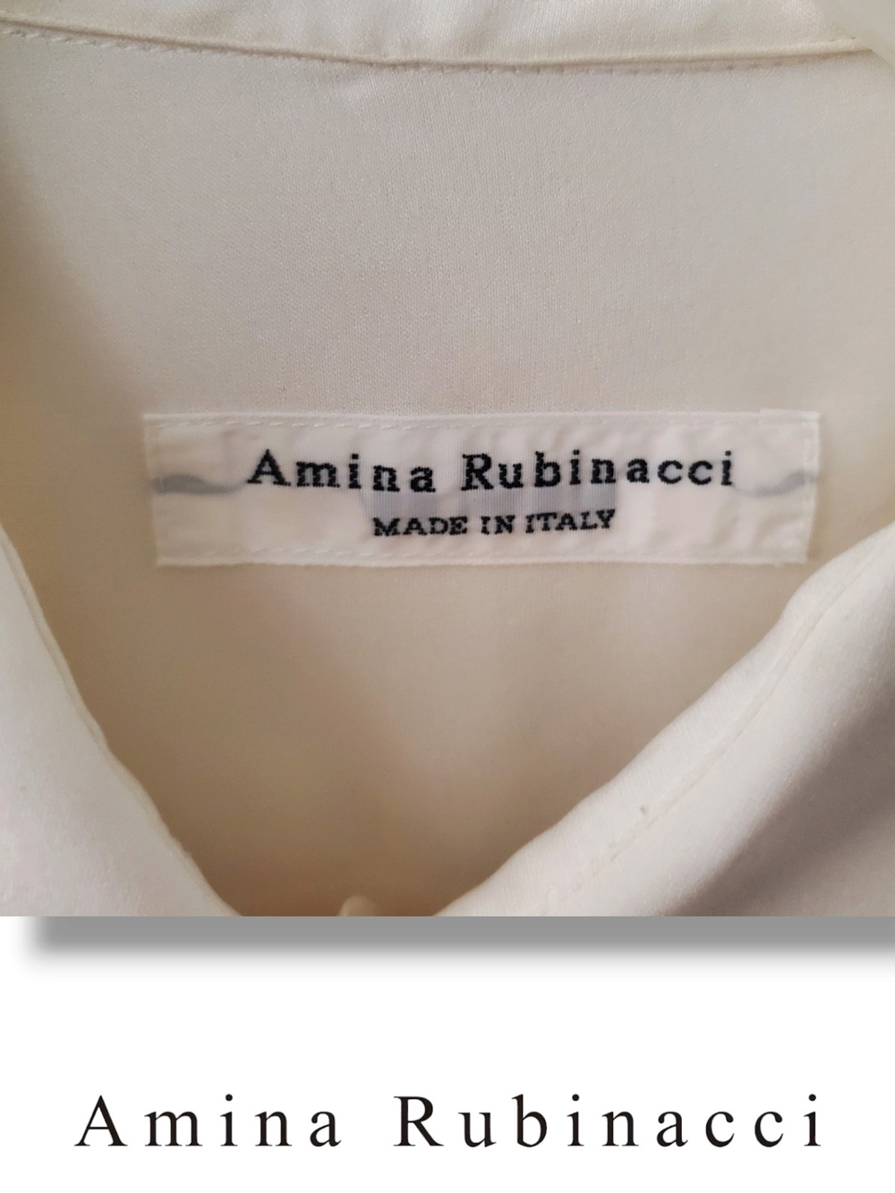 Amina Rubinacci Italy Cream Ruffle Silk Blend Blouse Top IT 48 US 12 - Picture 3 of 11